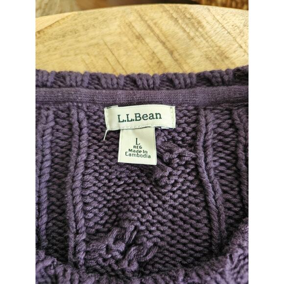 L.L Bean Double L Crewneck Cable-Knit Sweater Women's L Fisherman Heavy - Picture 7 of 10